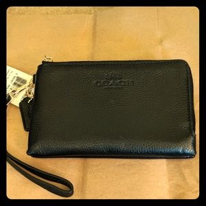 Coach double zipper wristlet